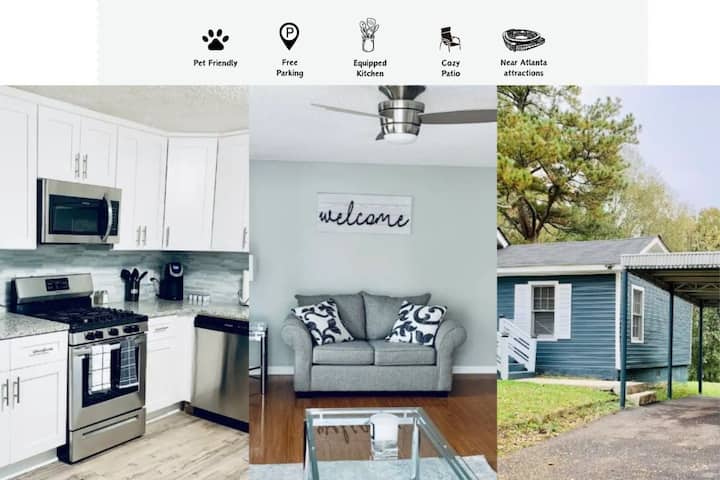 Newly Renovated College Park Home, Private Yard, Office, Wifi & Pet Friendly! - Union City, GA