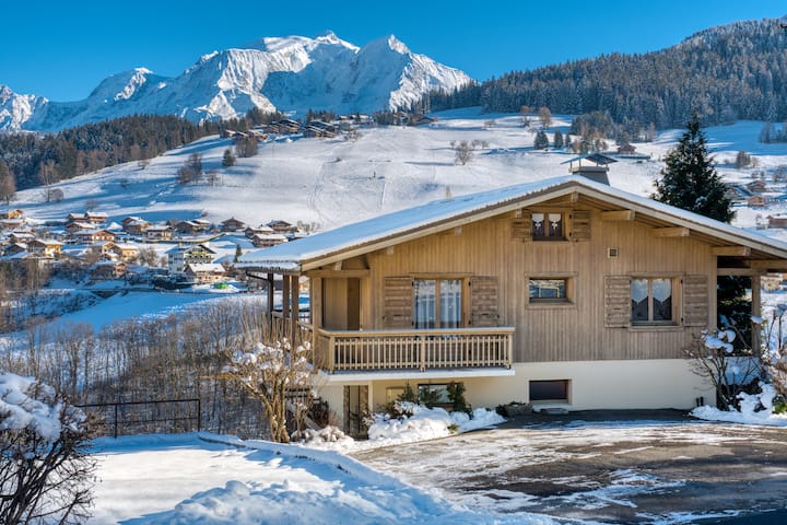 Berghütte-komfort-ensuite-terrasse-vue Mont-blanc - Nessa - Megève
