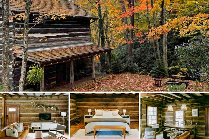 Simplicity In 1800s Log Cabin: Hot Tub & Fire Pit - Banner Elk, NC