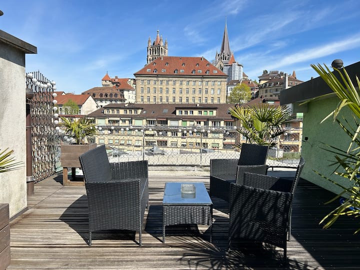 2bdrm Rooftop In The Heart Of Lausanne With Ac - Bussigny
