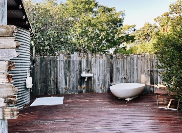 Luxury 6 Metre Bell Tent & Outdoor Bathroom - Ravenswood