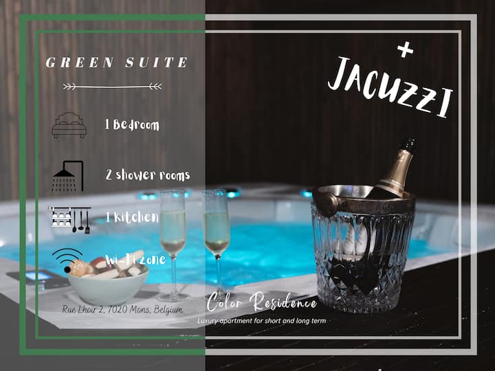 Green Suite ✓ Jacuzzi & Double Shower ! - Mons