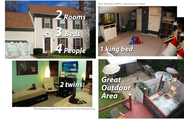 2 Rooms/4 Beds (Sleeps 5) -> Walk To Pnc Concerts! - Concord, NC
