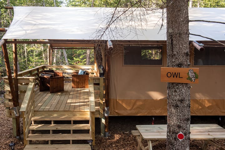 Owl Tent, Woods Of Eden Glampground, Acadia - 巴港