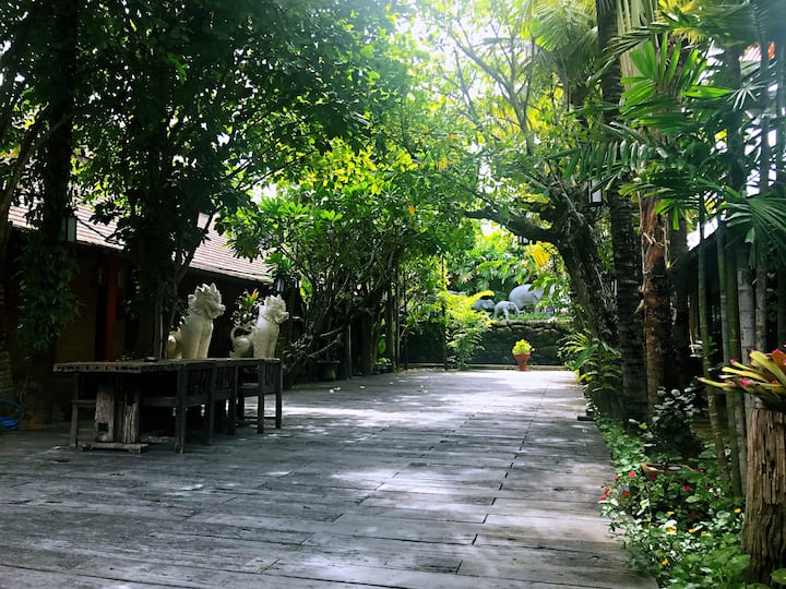 热带雨林庭院（6个房间可入住12位+两辆旅行车） - Hang Dong