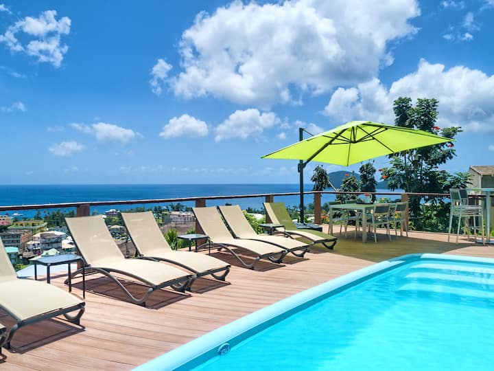 Affordable Luxury ⭐⭐⭐⭐Pool⛱a/c☀️breakfast W A View - Dominica