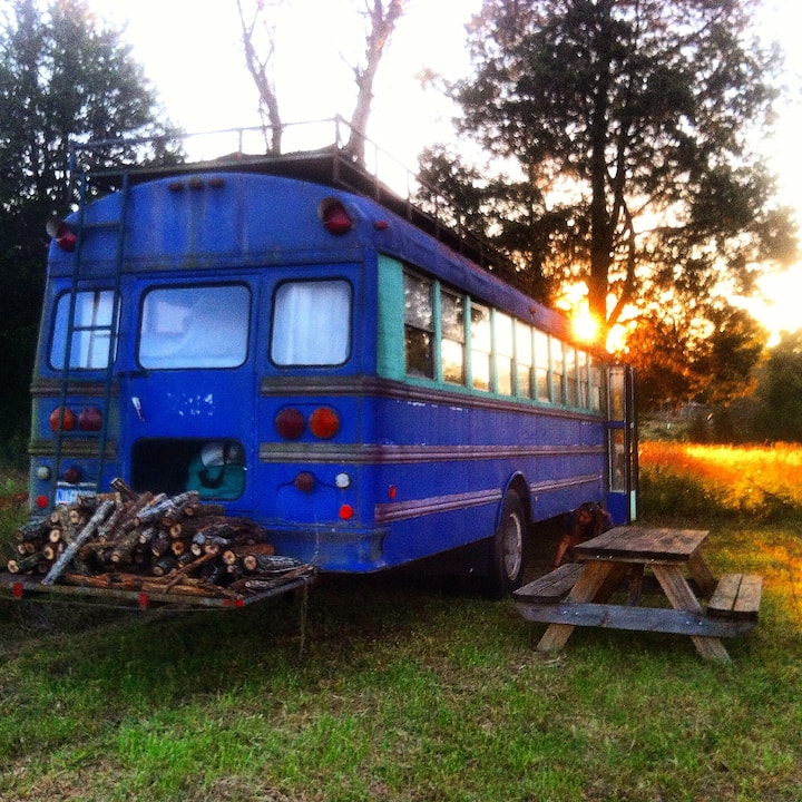 Purple Bus At Cane Creek Farm (No Electricity) - Saxapahaw, NC