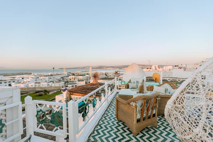 Riad (Villa) W/ Mediterranean Sea Views Of Spain - Tangier