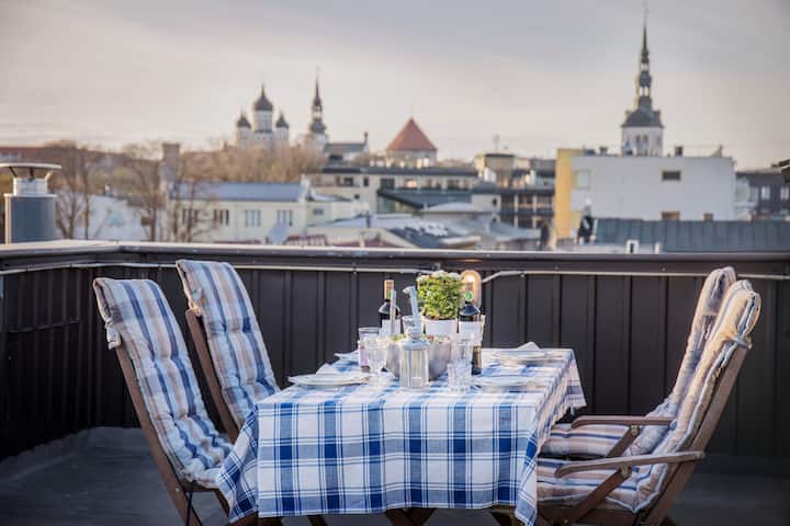 Unique Penthouse With 360° Rooftop Terrace & Sauna - Tallinna