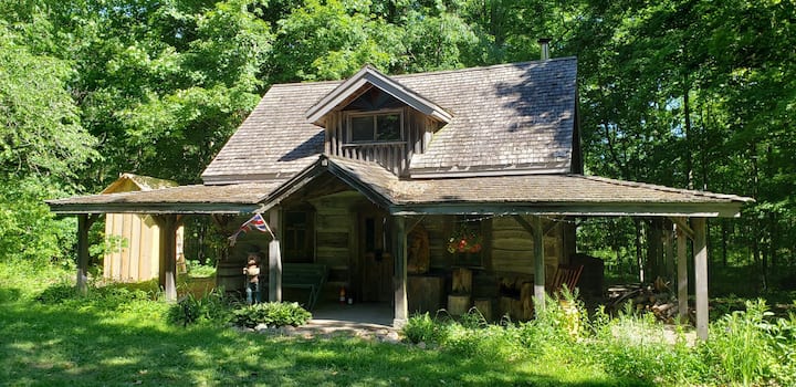 Historic Settler's Log Cabin In Private Forest - Ontario