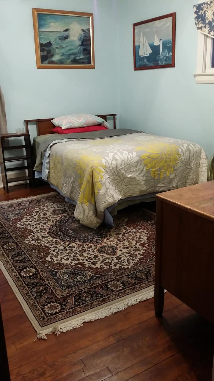 Blue Bedroom With Dorm Fridge - Cleveland, OH