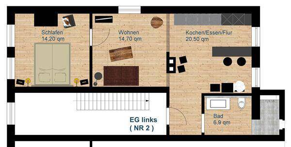 60 M² Apartment ∙ 1 Bedroom ∙ 3 Guests - Osnabrück