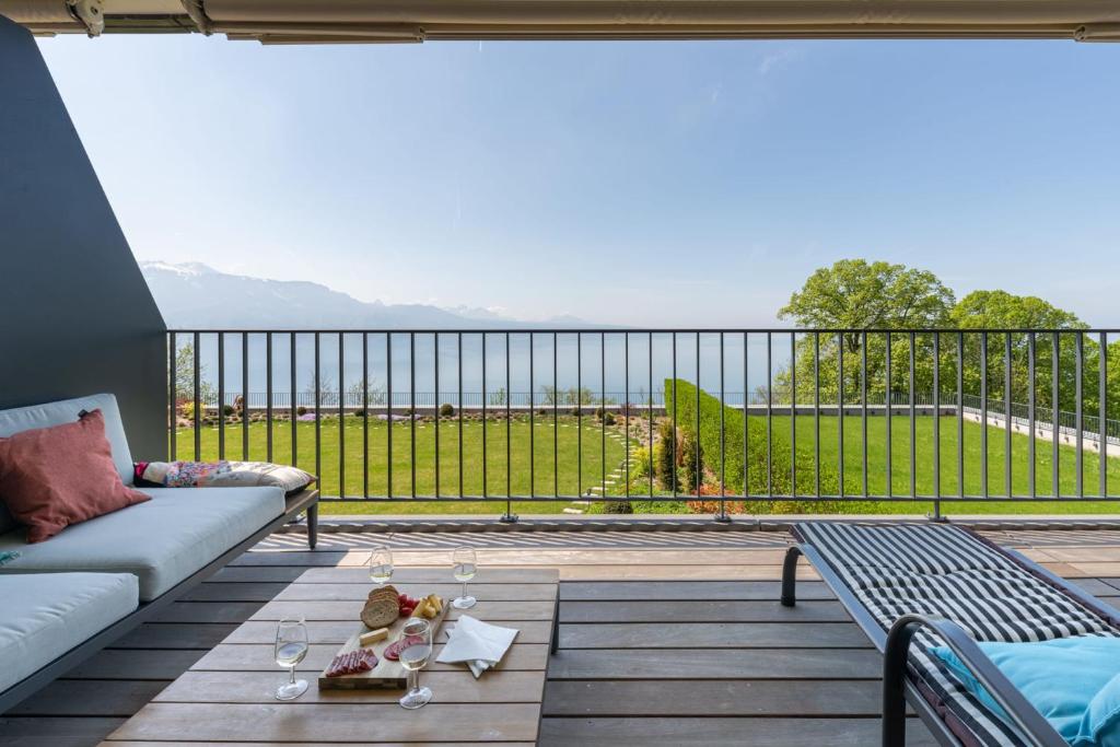 Terrasses De Lavaux Appartement Moderne Avec Vue Panoramique & Piscine - Meer van Genève
