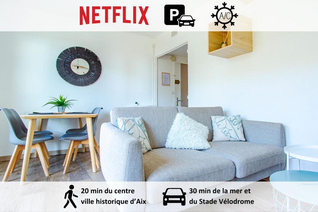 T3 Calme Balcon Climatisation Et Parking Gratuit - Netflix - Stade Vélodrome - ibis Aix en Provence