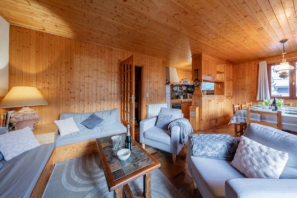 Large Cozy Apartment With Fireplace In Family Chalet With Magnificent View - Chantemerle