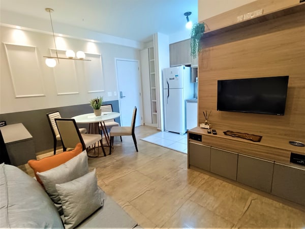 Apartamento 1604 Quarto Ar Smart Tv , Sala, Cozinha, Sacada, Piscina, Garagem. - Valinhos