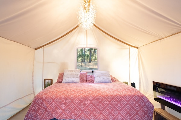 Plush Canvas Tent In The Forest - South Dakota