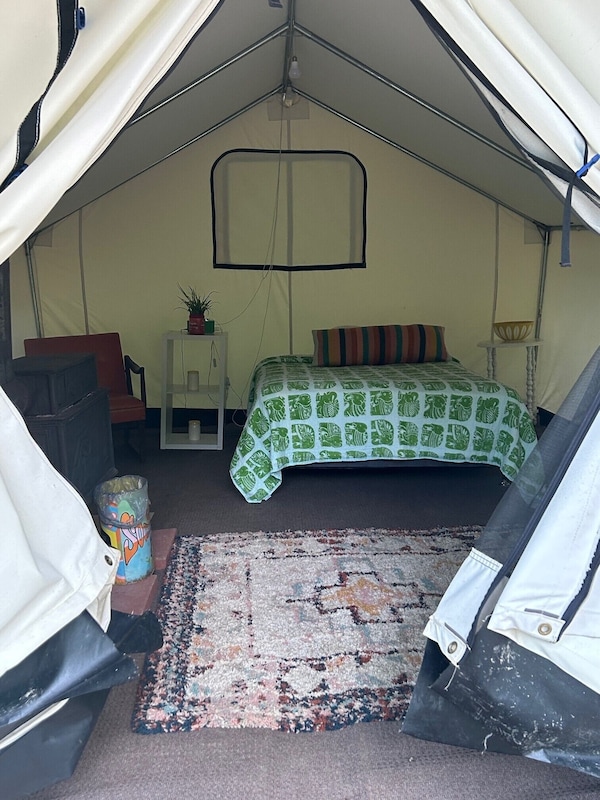 Glamping Safari Tent Overlooking Pond With Woodstove.  Kid And Pet Friendly. - Holly River State Park, Hacker Valley