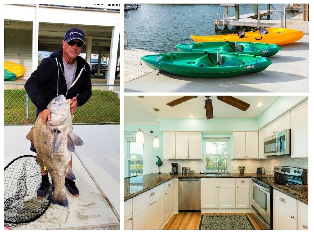 5 Waterfront Home! Free Bikes & Kayaks! Great Fishing! Pet Friendly! - Galveston