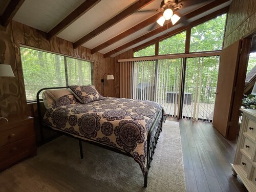 Lakefront chalet; hot tub, dock,  firepit, paddle boat, kayaks, beach, and wifi! - Illinois