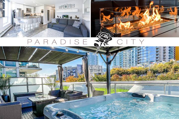 * Paradise City * 🌆 Skyline Private Hot Tub Patio🔥 - Vancouver